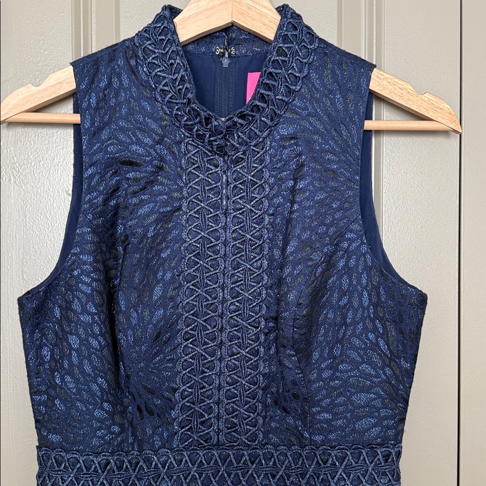 Lilly Pulitzer Franci Sleeveless Mini Dress in True Navy Jacquard | NWT Size 4 - Picture 9 of 14